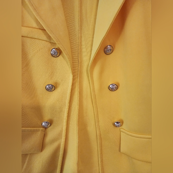 Women's Sunshine Yellow Double-Breasted Open Front Blazer Unlined 1X Brights - Picture 2 of 11